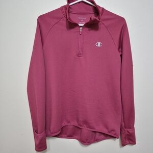 Champion Womenโs Rose Pink Quarter Zip Athletic Pullover โ Size S